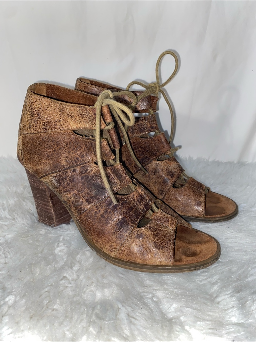 Diba True Tren Dee Gladiator Brown Lace-Up Heeled Sandals